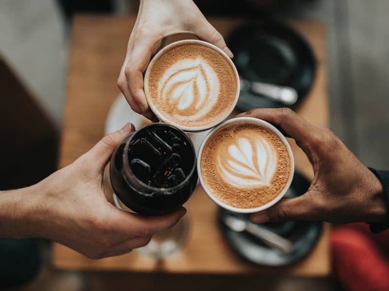 Latte art in ceramic cup