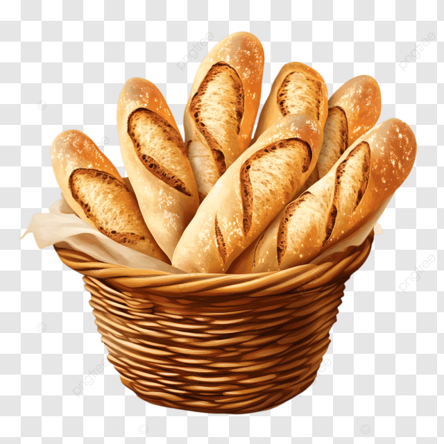 Crusty baguettes in basket