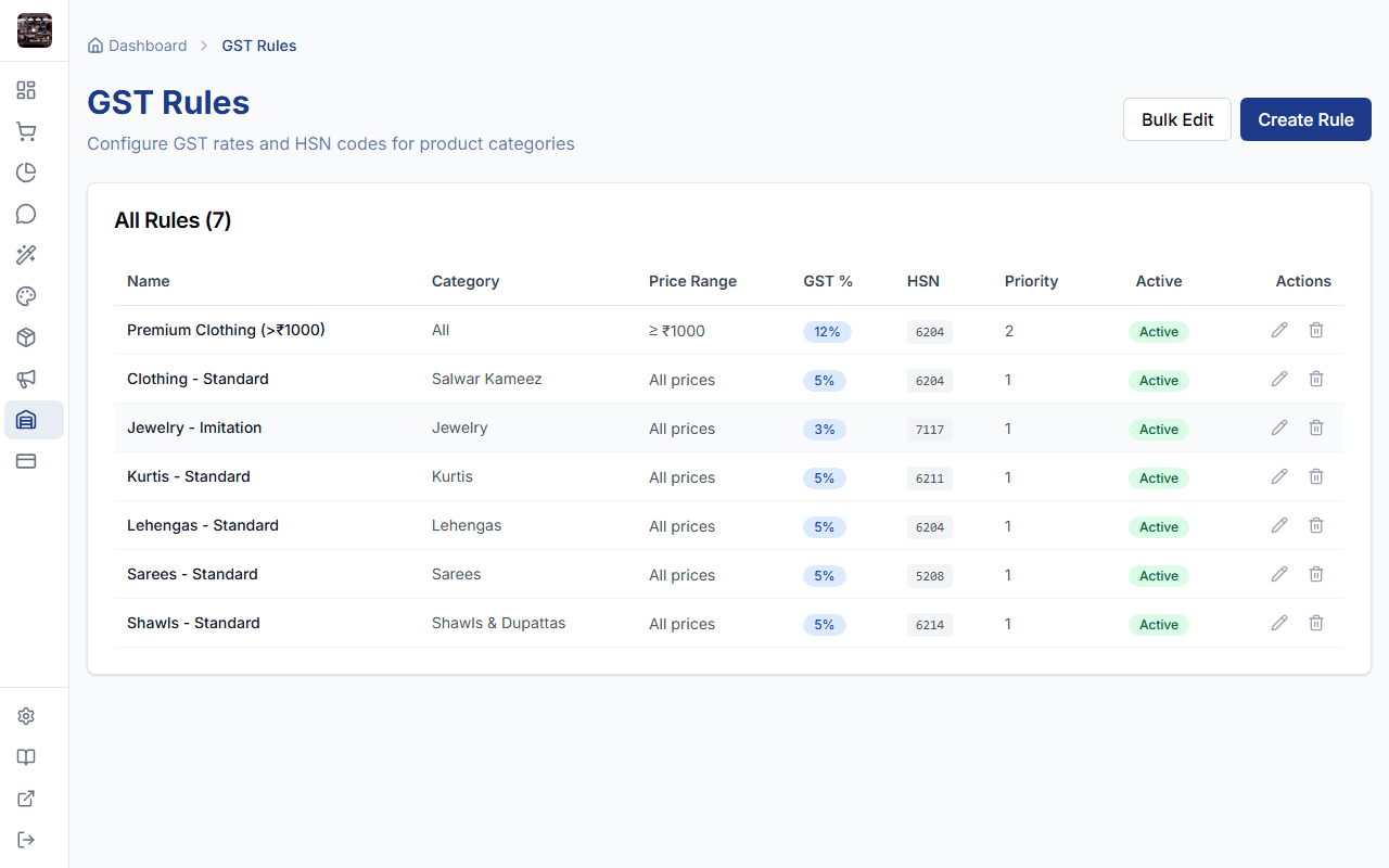 StoreBase GST rules bulk edit