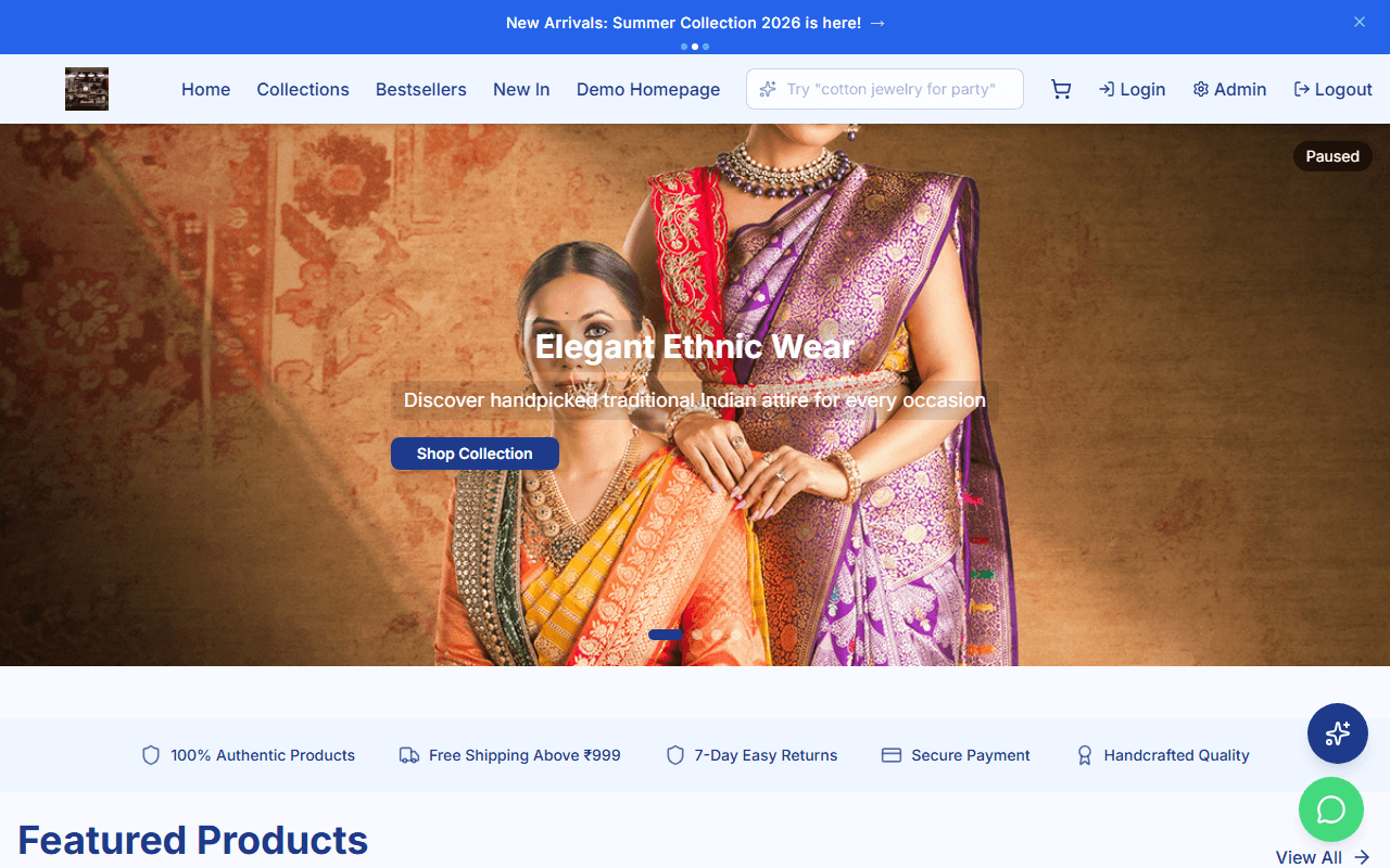 StoreBase storefront homepage with hero banner carousel