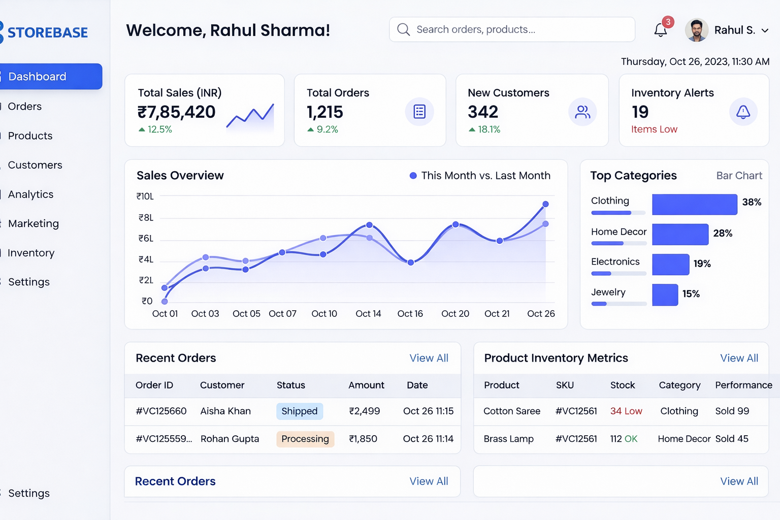 StoreBase Dashboard Preview